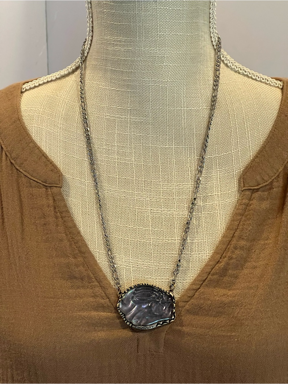 Blue Glass Pendant Necklace